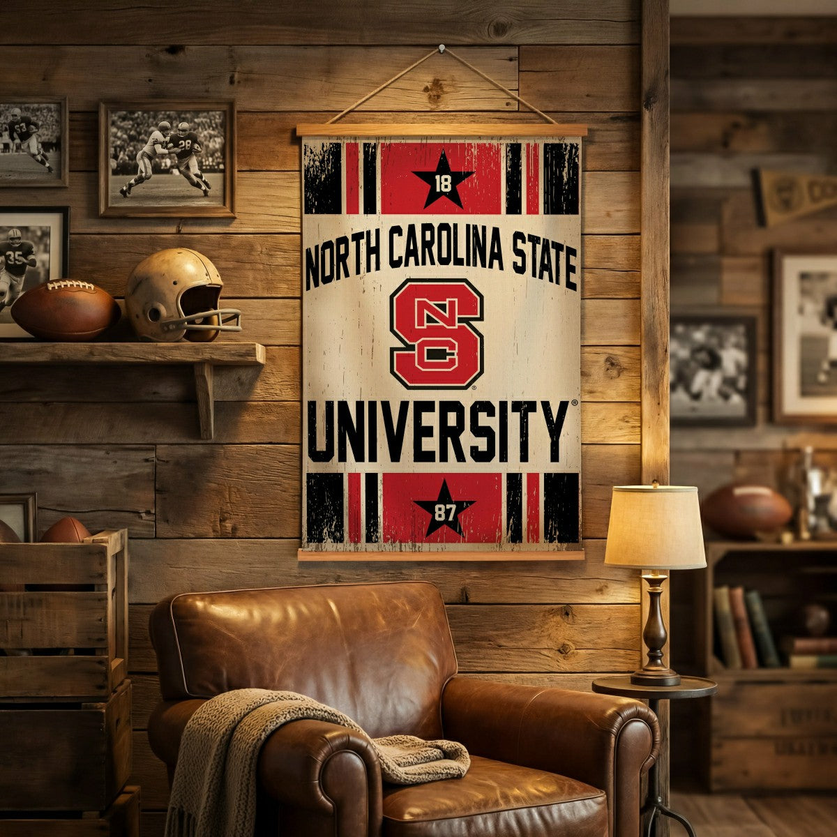 Team Sports America Essential - North Carolina State University, Canvas Wall Tapestry, Medium, 36x24