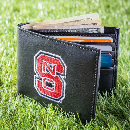 Team Sports America Signature - North Carolina State University Black Bi-Fold Embroidered Wallet w/ RFID Blocking