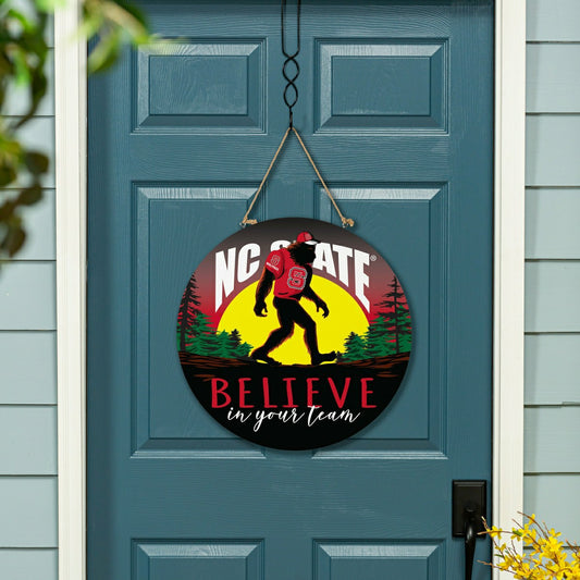 Team Sports America Best Seller - North Carolina State University Bigfoot Round Door Décor with Hanging