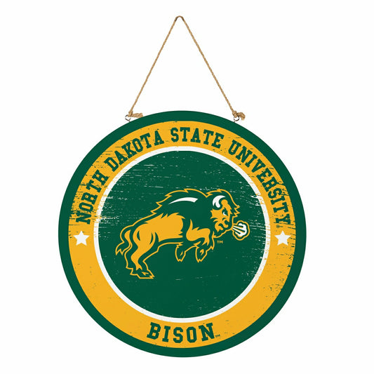 Team Sports America Recommended - North Dakota State University Round Door Décor with Hanging Rope, 18x1