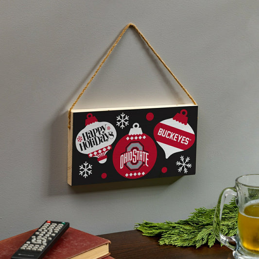 Team Sports America Essential - Ohio State University Holiday Wood Wall Sign, 6x11