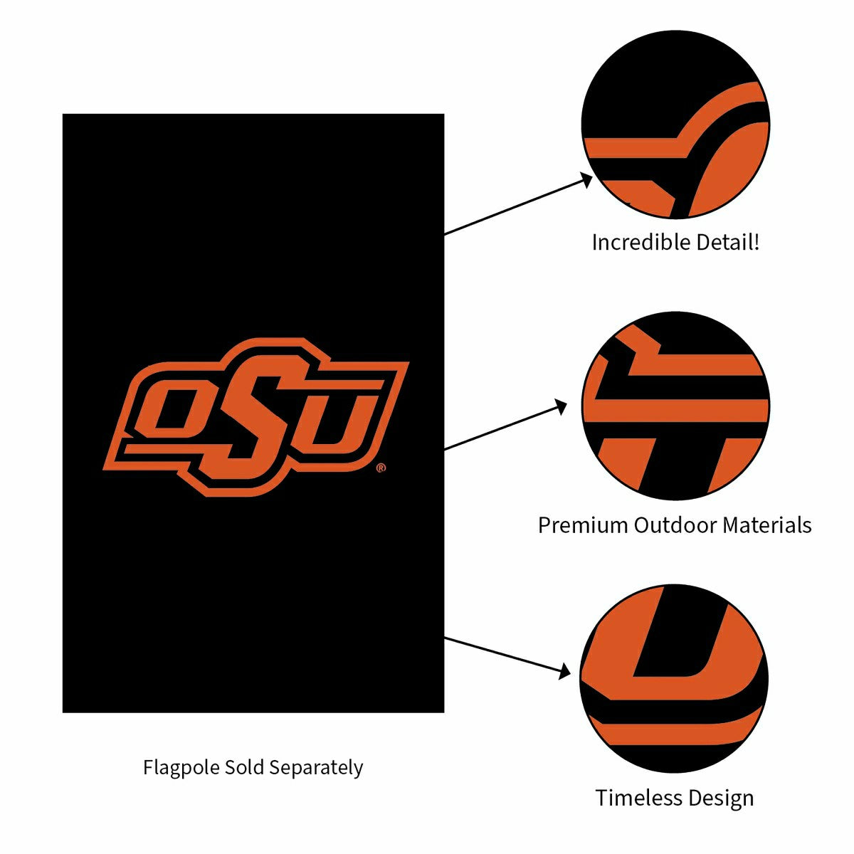 Team Sports America Essential - Oklahoma State University Applique House Flag