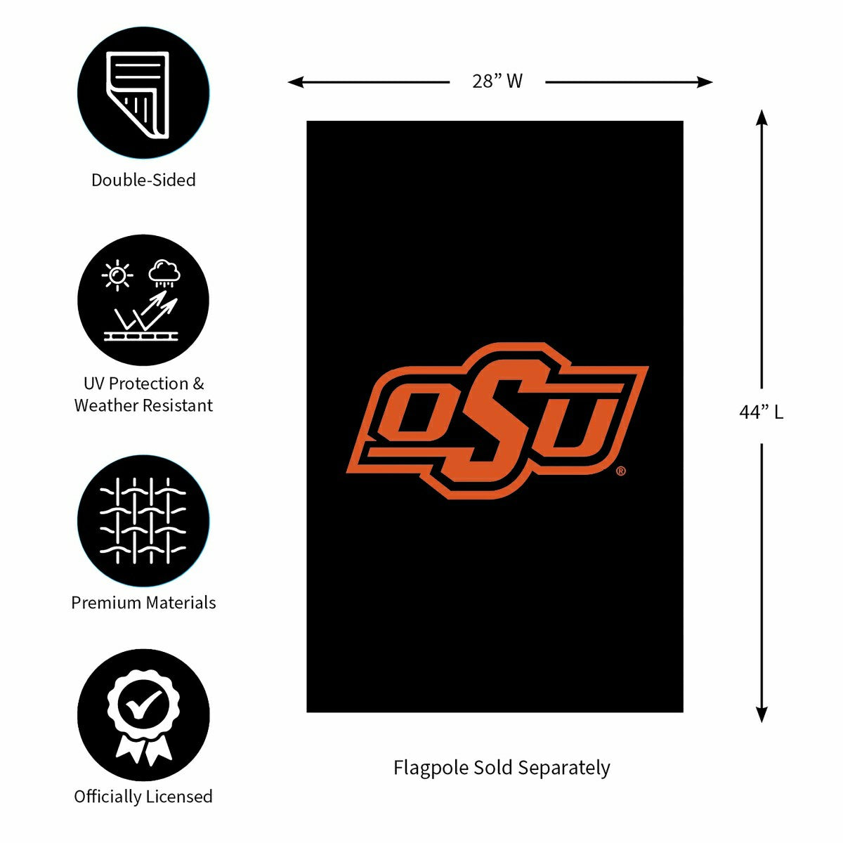 Team Sports America Essential - Oklahoma State University Applique House Flag
