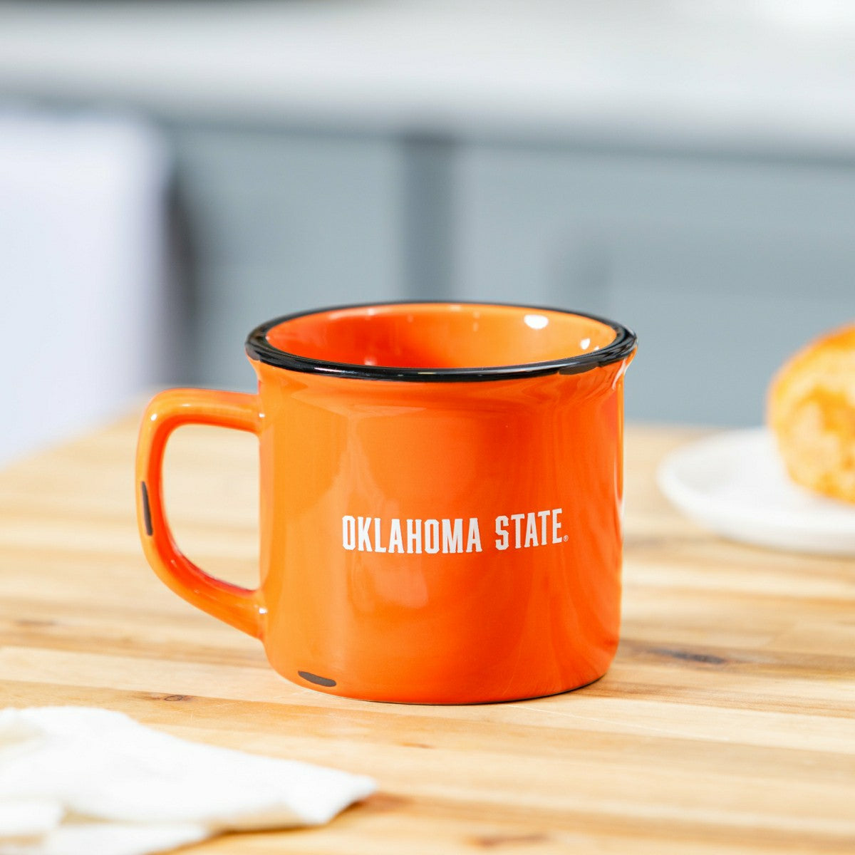 Team Sports America Essential - Oklahoma State University Ceramic Camp Cup with Enamel Finish, 14oz