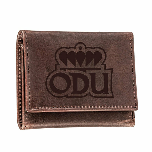 Team Sports America Signature - Old Dominion University, Tri-Fold Wallet, Brown, CH, 100% Genuine Leat