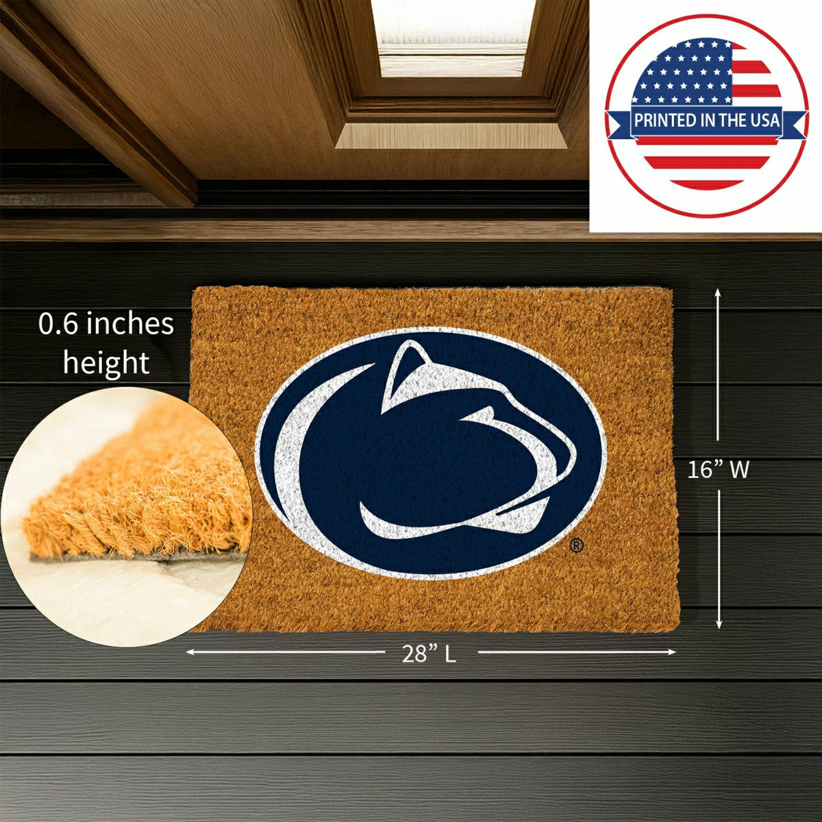 Team Sports America Classic - Coir Mat, 16"x28", Penn State