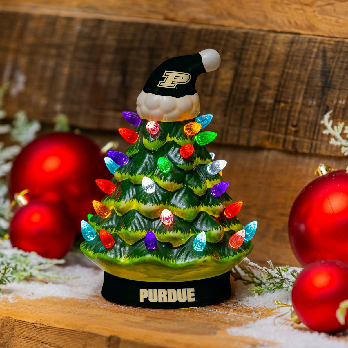 Team Sports America Classic - Purdue University 8" LED Ceramic Christmas Tree