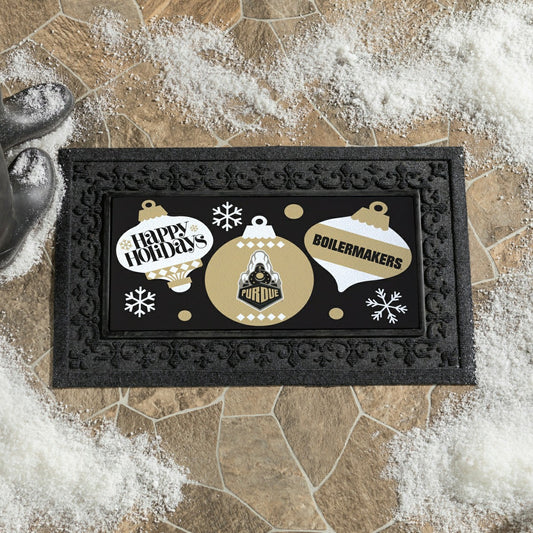 Team Sports America Value - Purdue University Holiday Flocked Coir Sassafras Switch Mat, 22"x10"