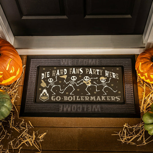 Team Sports America Trending - Purdue University Flocked Coir Halloween Sassafras Switch Mat, 22"x10"