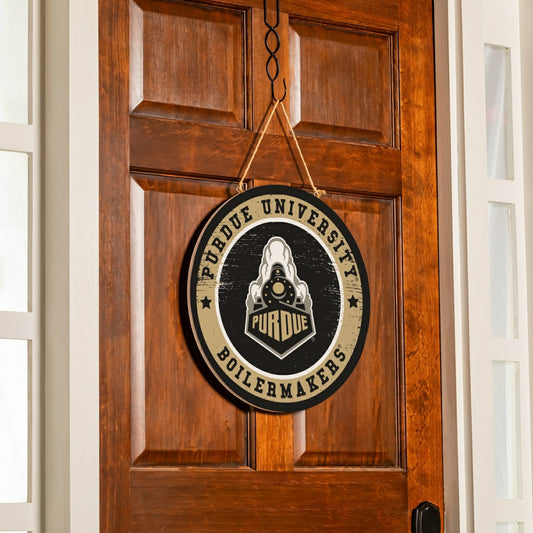 Team Sports America Trending - Purdue University Round Door Décor with Hanging Rope, 18x18