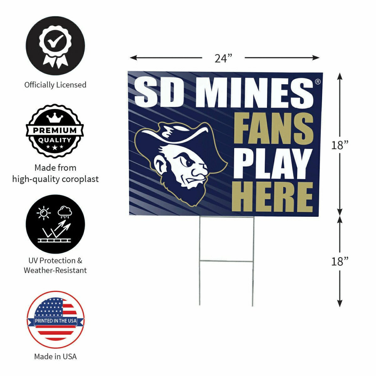 Team Sports America Recommended - South Dakota School of Mines & Technology Coroplast Yard Sign "Fans Pl