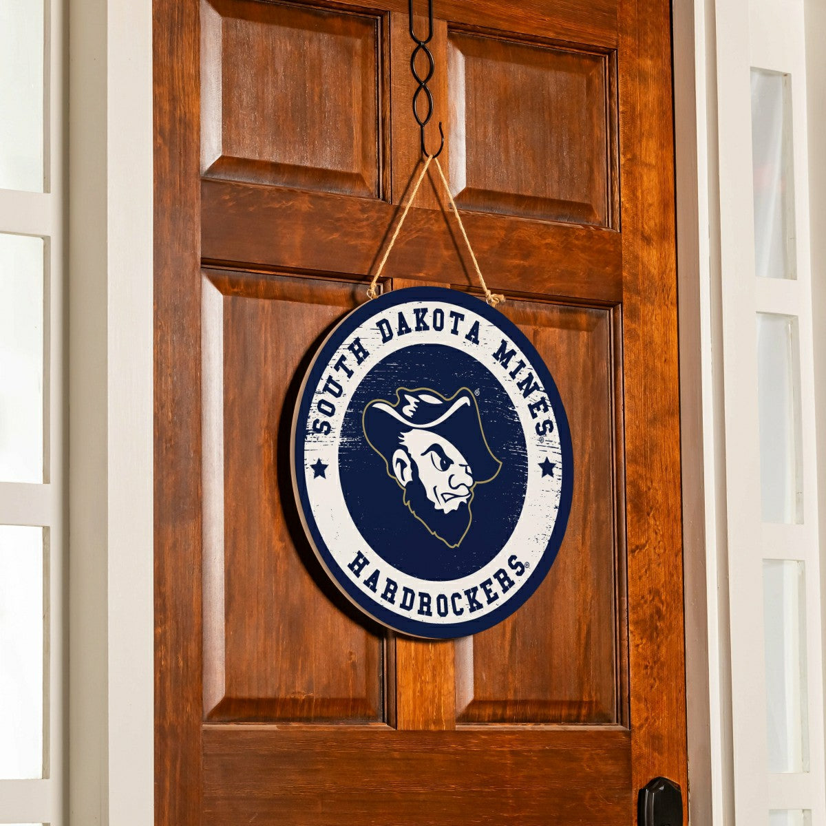 Team Sports America Best Seller - South Dakota School of Mining and Technology Round Door Décor with Han