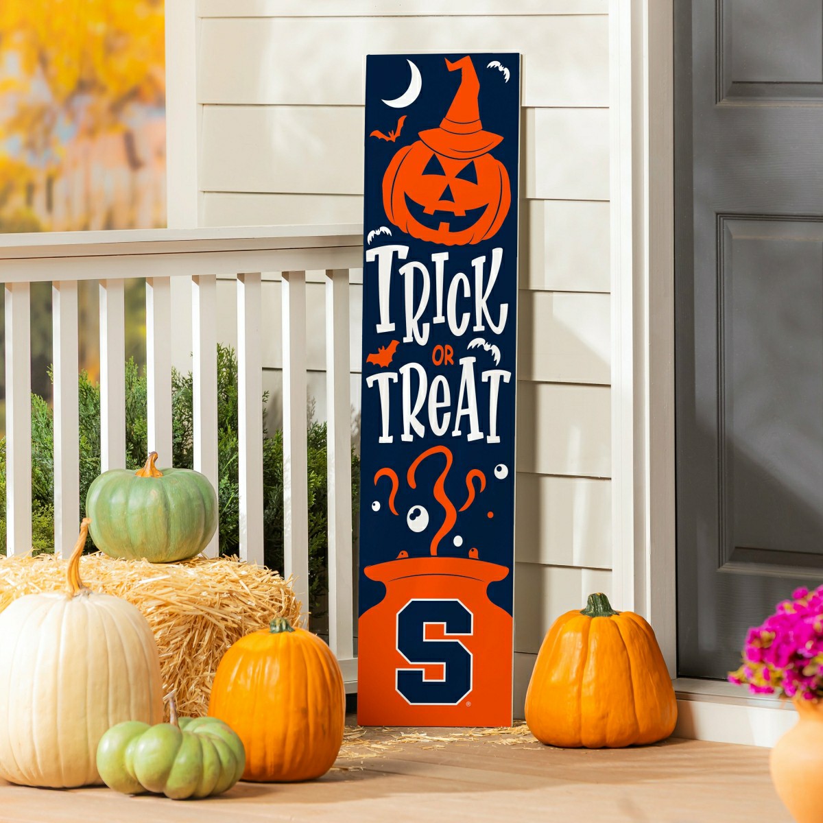 Team Sports America Recommended - Syracuse University 47" Double Sided Leaner, Halloween