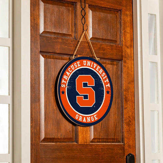 Team Sports America Best Seller - Syracuse University Round Door Décor with Hanging Rope, 18x18