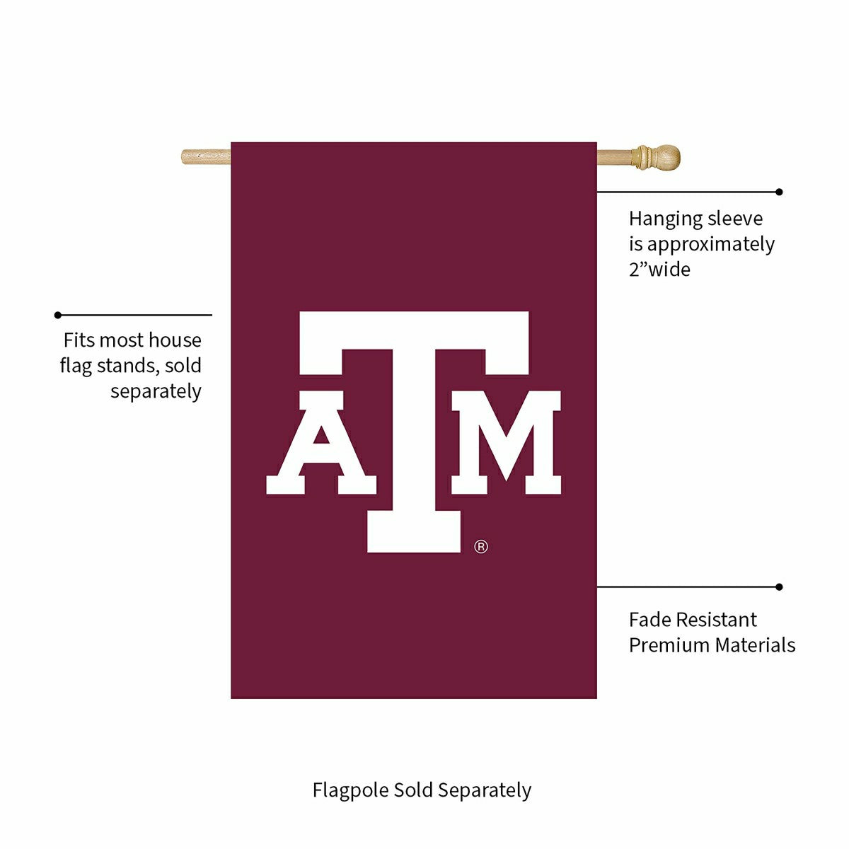 Team Sports America Value - Applique Flag, Reg, Texas A&M