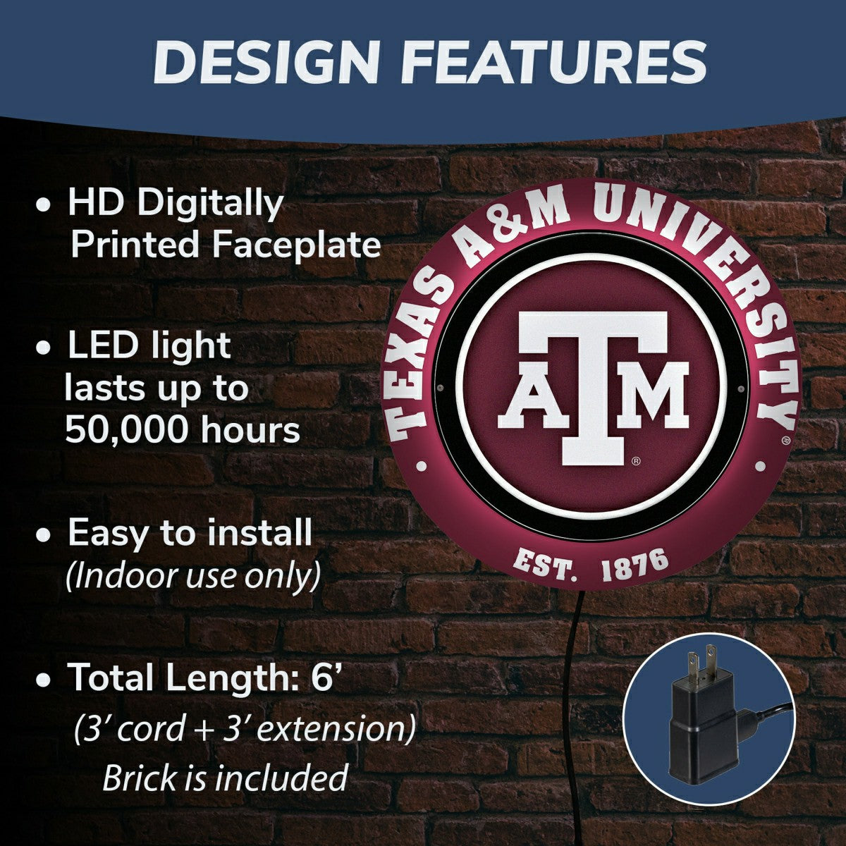 Team Sports America Value - Texas A&M, Metal Lite, Round