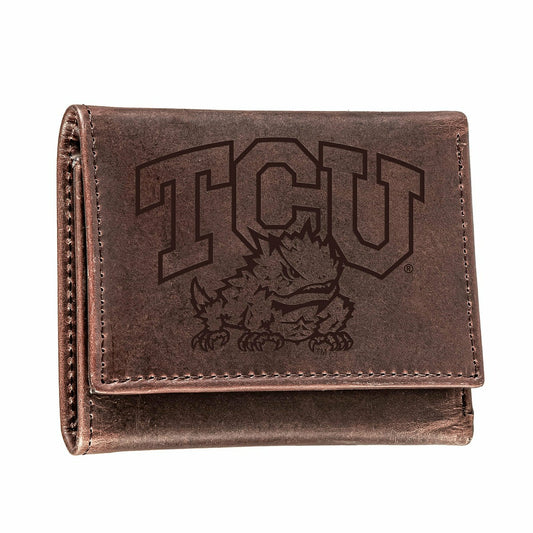 Team Sports America Classic - TCU, Tri-Fold Wallet, Brown, CH, 100% Genuine Leather