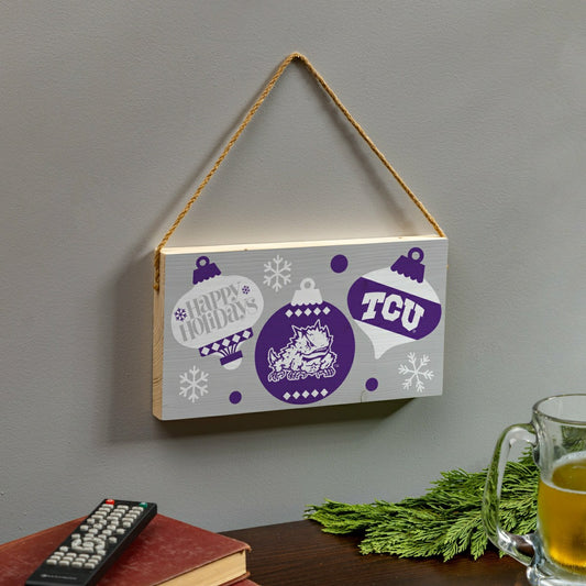 Team Sports America Classic - Texas Christian University Holiday Wood Wall Sign, 6x11