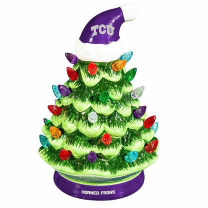Team Sports America Essential - Texas Christian University 8" LED Ceramic Christmas Tree
