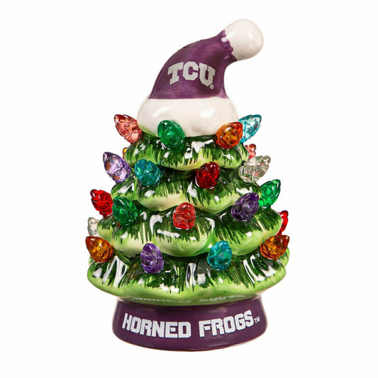 Team Sports America Recommended - 4" Mini LED Tabletop Christmas Tree, Set of 2, Texas Christian Univers
