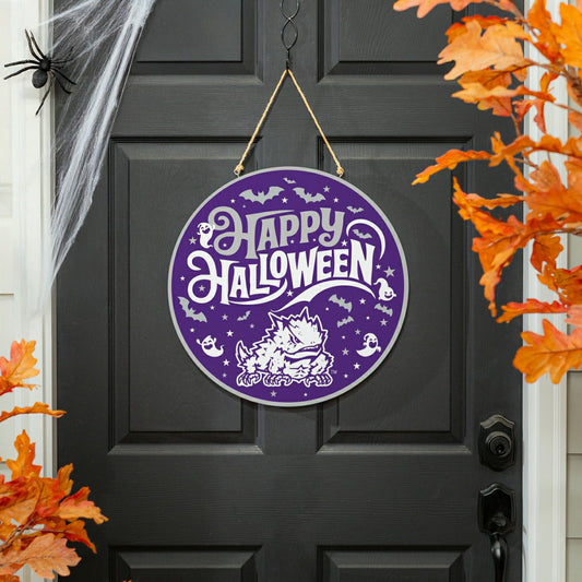 Team Sports America Recommended - Texas Christian University Halloween Round Door Décor with Hanging Rop