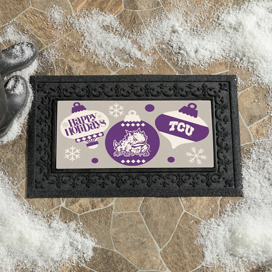 Team Sports America Exclusive - Texas Christian University Holiday Flocked Coir Sassafras Switch Mat,