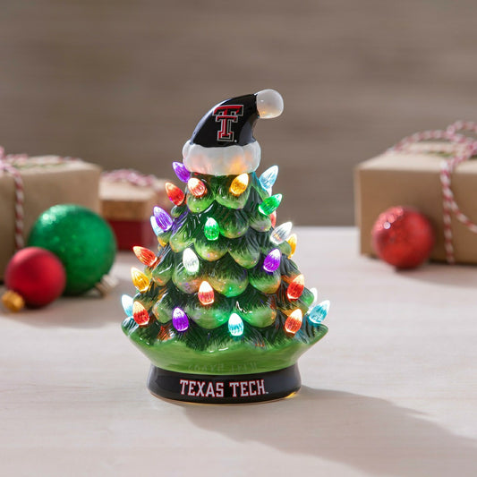 Team Sports America Best Seller - Texas Tech 8" LED Ceramic Christmas Tree