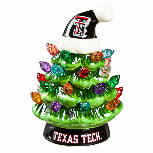 Team Sports America Classic - 4" Mini LED Tabletop Christmas Tree, Set of 2, Texas Tech University