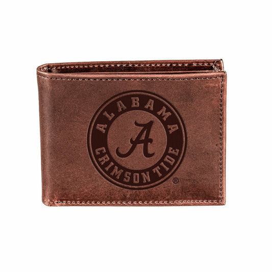 Team Sports America Essential - University of Alabama, Bi-Fold Wallet, Brown, CH, 100% Genuine Leather