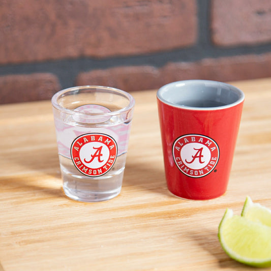 Team Sports America Everyday - University of Alabama 4-Piece Ceramic and Glass 2oz. Shot Glass Set