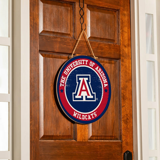 Team Sports America Exclusive - University of Arizona Round Door Décor with Hanging Rope, 18x18