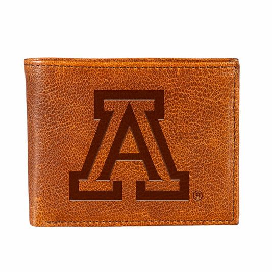Team Sports America Recommended - University of Arizona, Embossed 100% Genuine Tumbled Leather Passcase