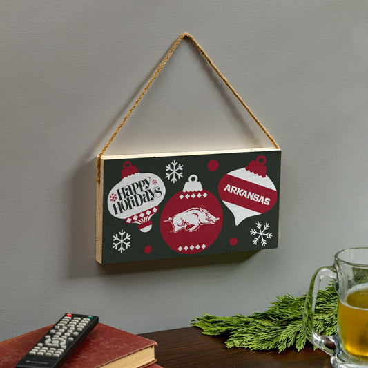 Team Sports America Signature - University of Arkansas Holiday Wood Wall Sign, 6x11