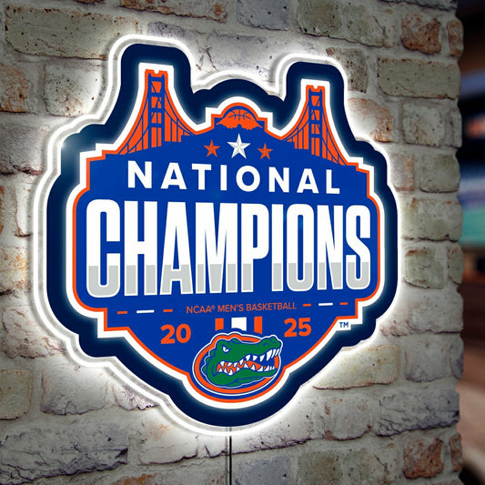 Team Sports America Signature - University of Florida, Mens NCAA Basketball Champions LED Wall Decor,