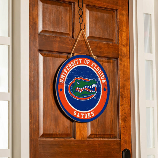Team Sports America Signature - University of Florida Round Door Décor with Hanging Rope, 18x18