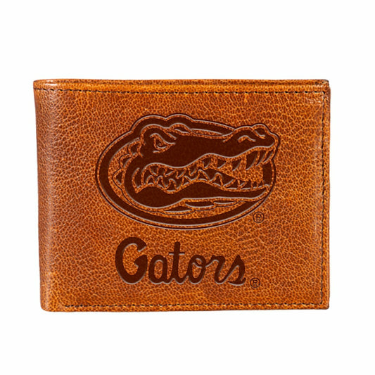 Team Sports America Best Seller - University of Florida, Embossed 100% Genuine Tumbled Leather Passcase
