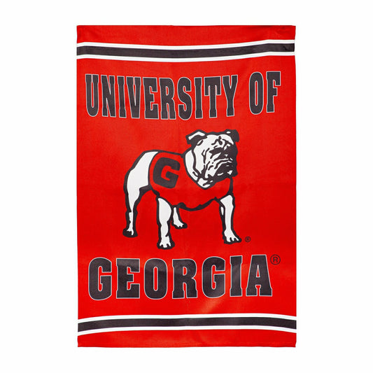 Team Sports America Recommended - University of Georgia Alternate Bulldog Logo Embossed Suede House Flag