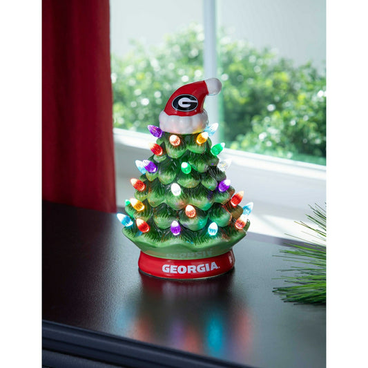 Team Sports America Signature - 8" LED Ceramic Christmas Tree, University of Georgia