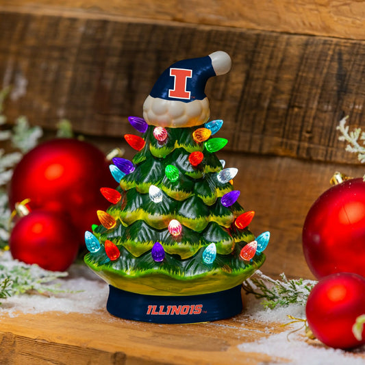 Team Sports America Value - University of Illinois 8" LED Ceramic Christmas Tree
