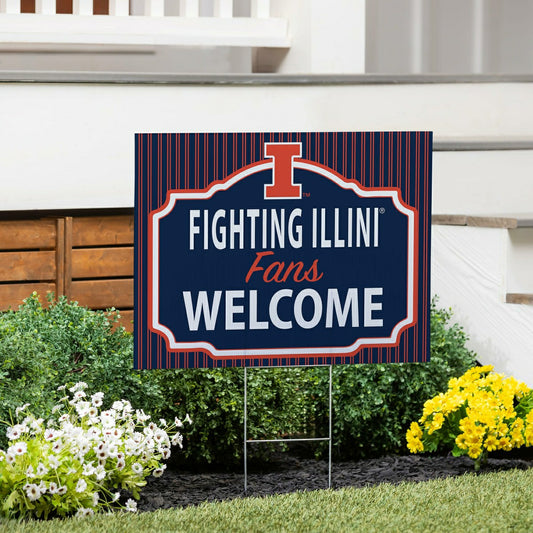 Team Sports America Value - University of Illinois Coroplast Yard Sign, "Fans Welcome"
