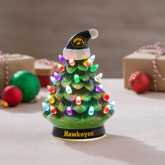 Team Sports America Value - 8" LED Ceramic Christmas Tree, University of Iowa