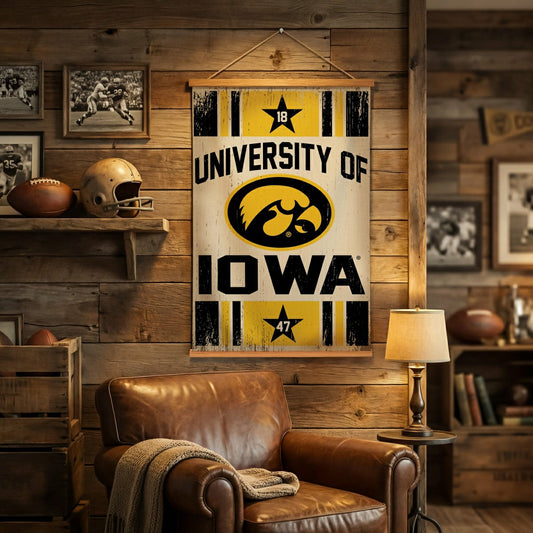 Team Sports America Essential - University of Iowa, Canvas Wall Tapestry, Medium, 36x24