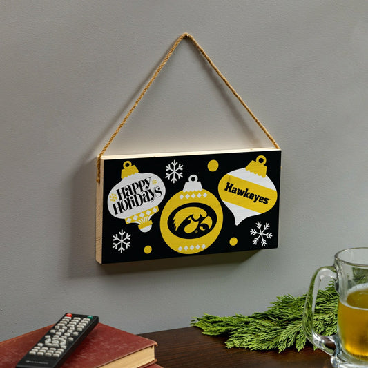 Team Sports America Essential - University of Iowa Holiday Wood Wall Sign, 6x11