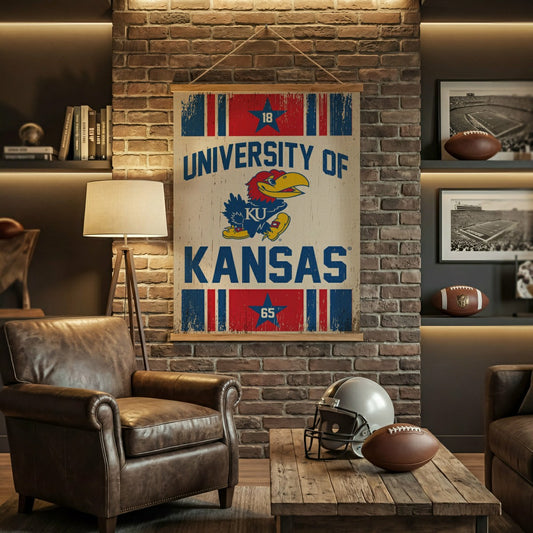 Team Sports America Best Seller - University of Kansas, Canvas Wall Tapestry, Large, 54x36