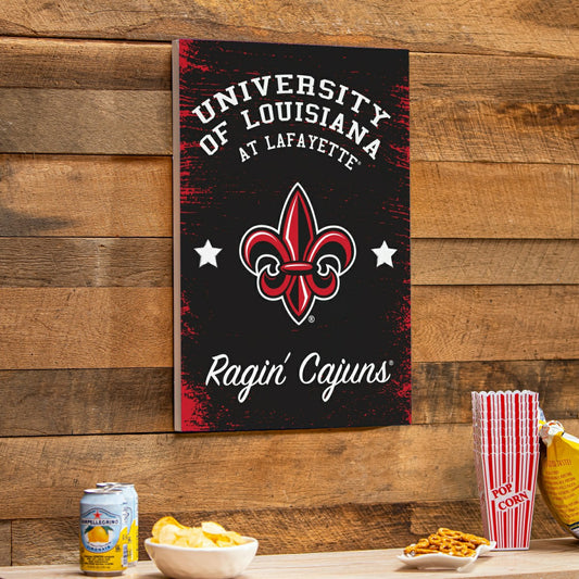 Team Sports America Essential - Louisiana at Lafayette University Wood Wall Sign, 16x24