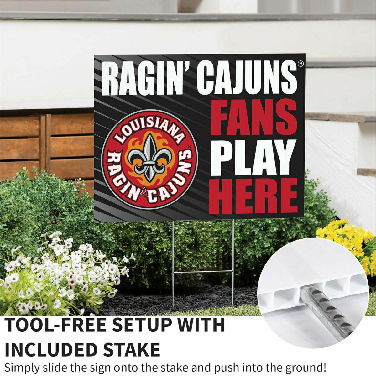 Team Sports America Value - Louisiana at Lafayette University Coroplast Yard Sign "Fans Play Here"