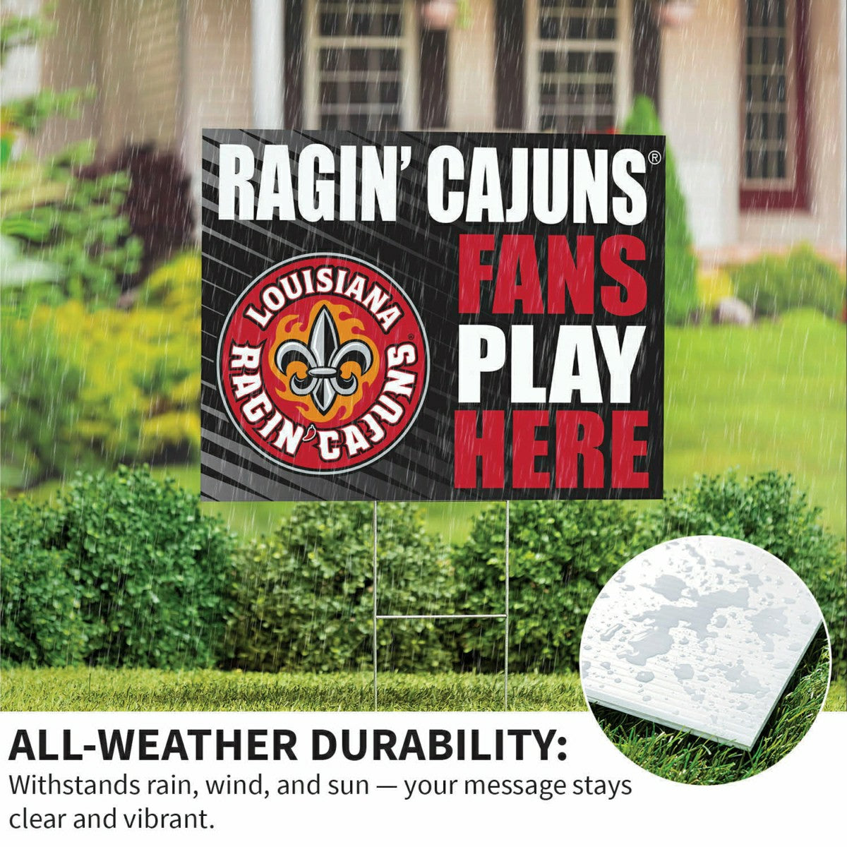 Team Sports America Value - Louisiana at Lafayette University Coroplast Yard Sign "Fans Play Here"