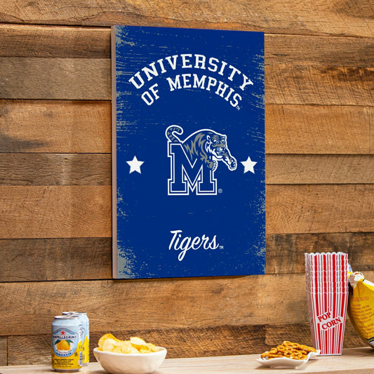 Team Sports America Value - University of Memphis Wood Wall Sign, 16x24