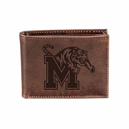 Team Sports America Everyday - University of Memphis, Bi-Fold Wallet, Brown, CH, 100% Genuine Leather