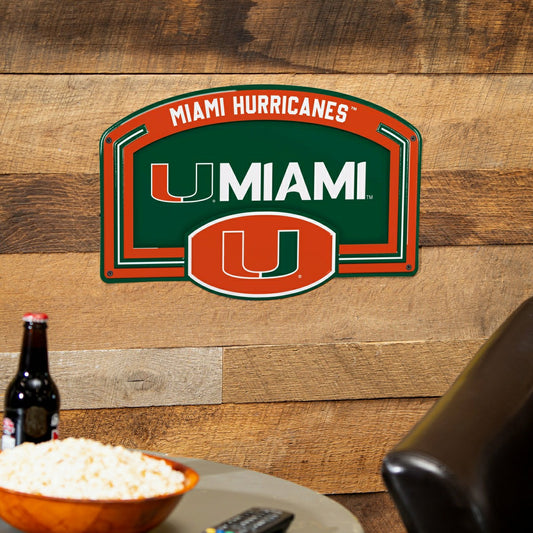 Team Sports America Best Seller - University of Miami USA Embossed Steel Wall Sign, 11" x 17"